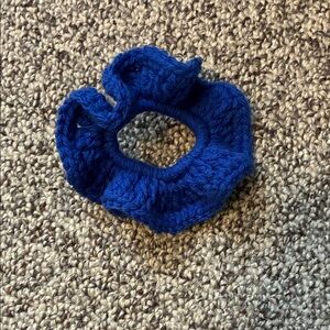 Blue Crochet Hair Scrunchie